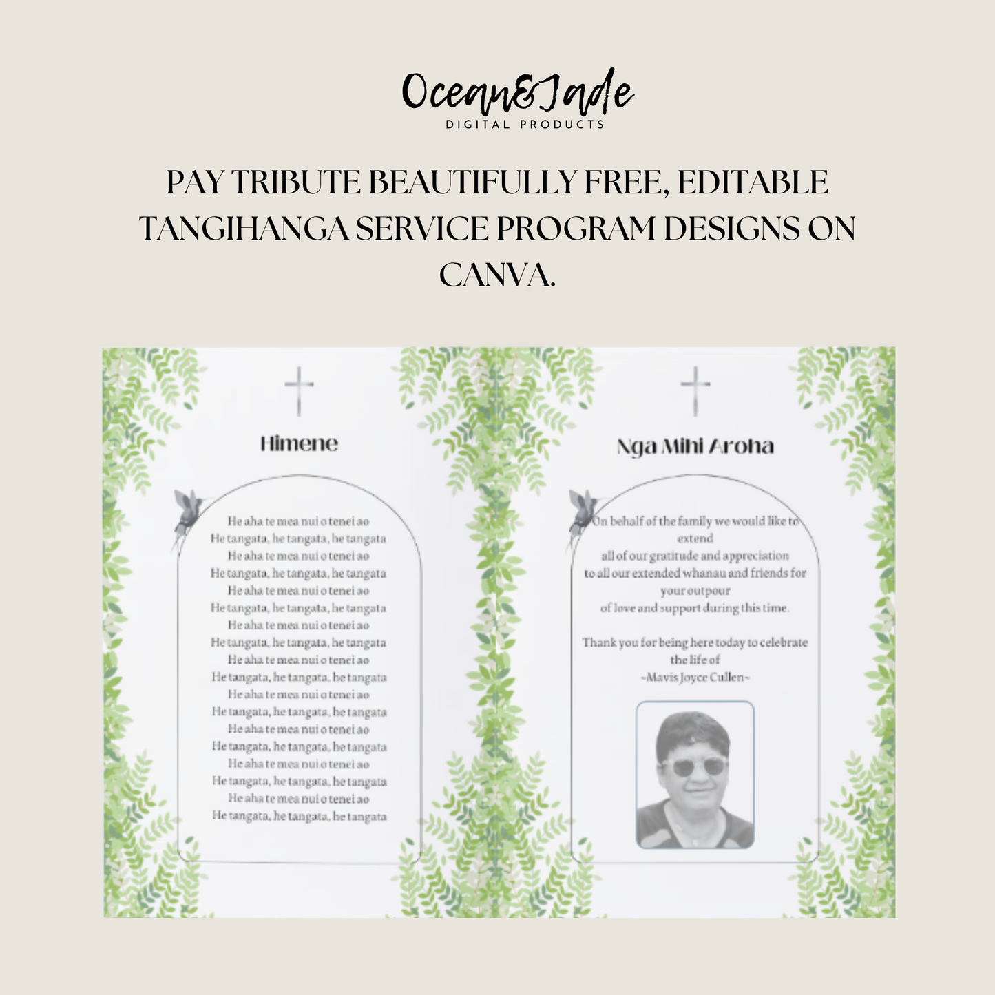 Tangihanga | Green Foliage Service Programme Template
