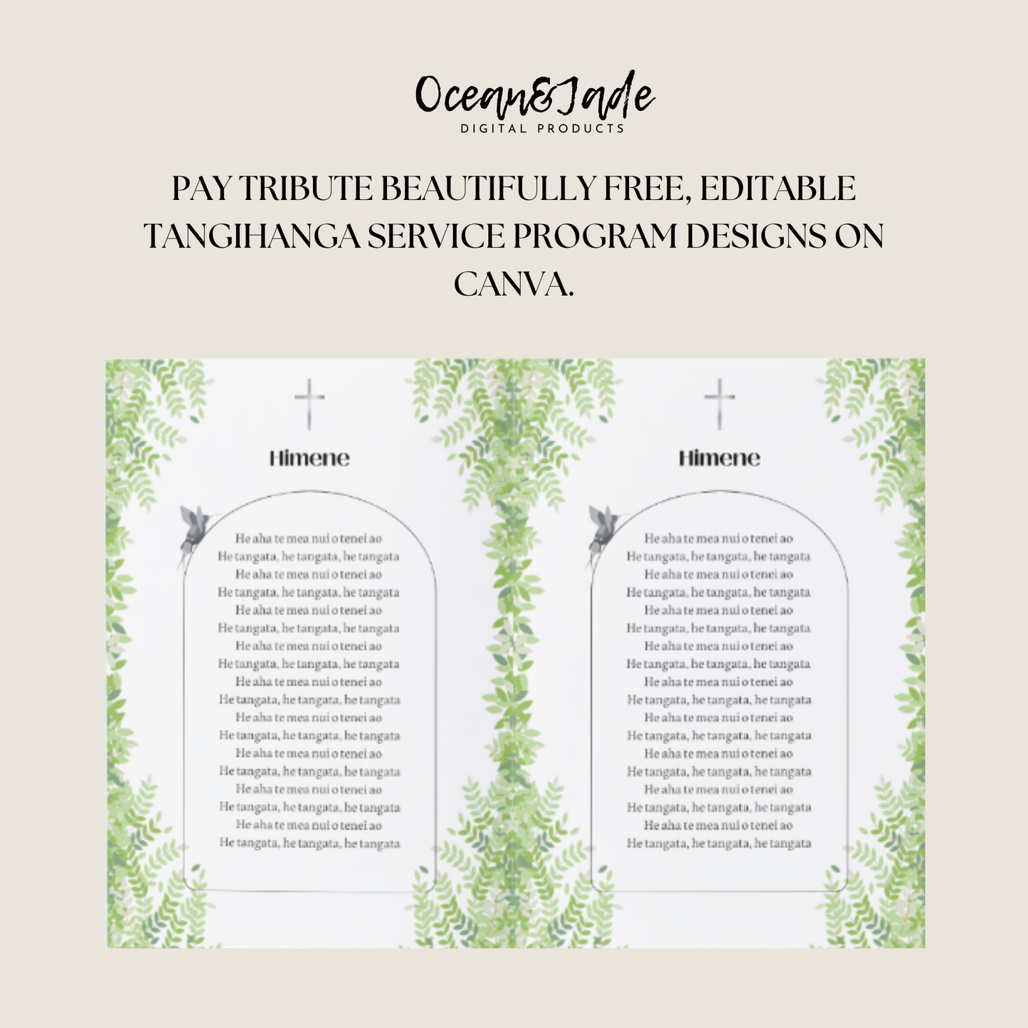 Tangihanga | Green Foliage Service Programme Template