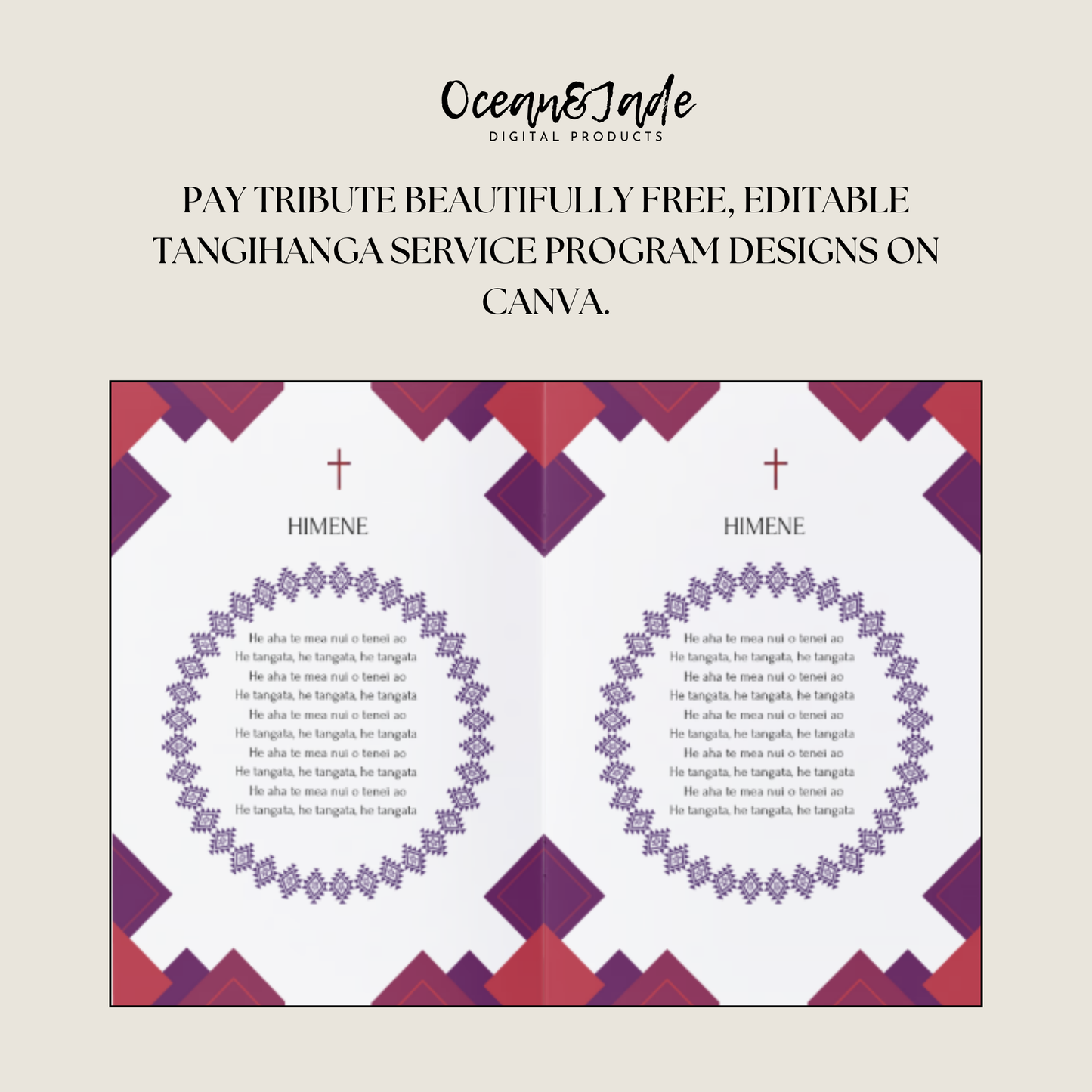 Tangihanga | Red & Purple Service Programme Template
