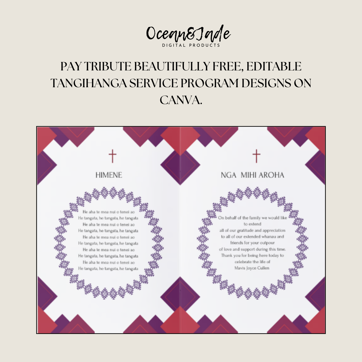 Tangihanga | Red & Purple Service Programme Template