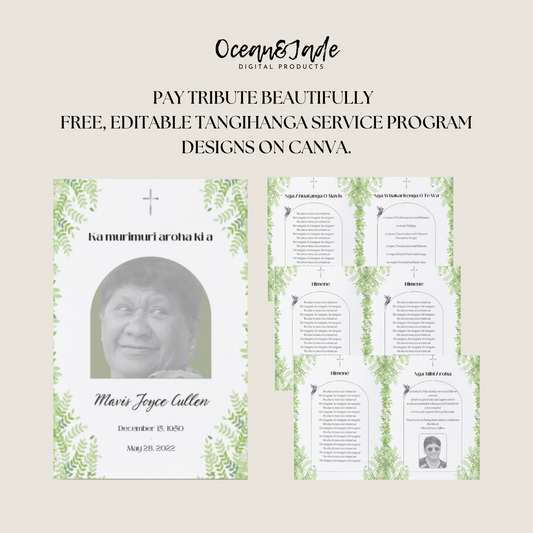 Tangihanga | Green Foliage Service Programme Template