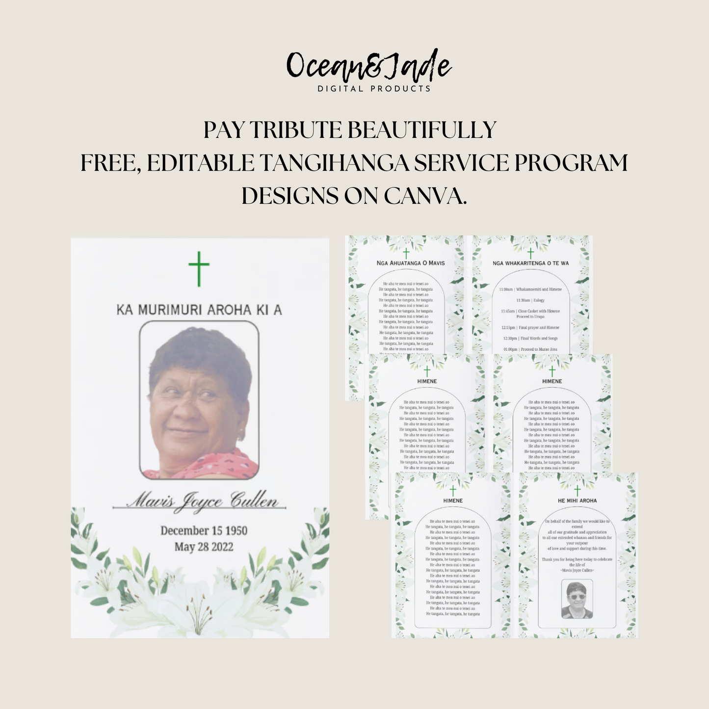 Tangihanga | Lily Service Programme Template